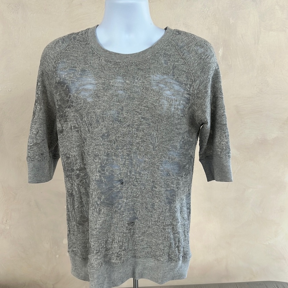 IRO distressed short sleeve sweater